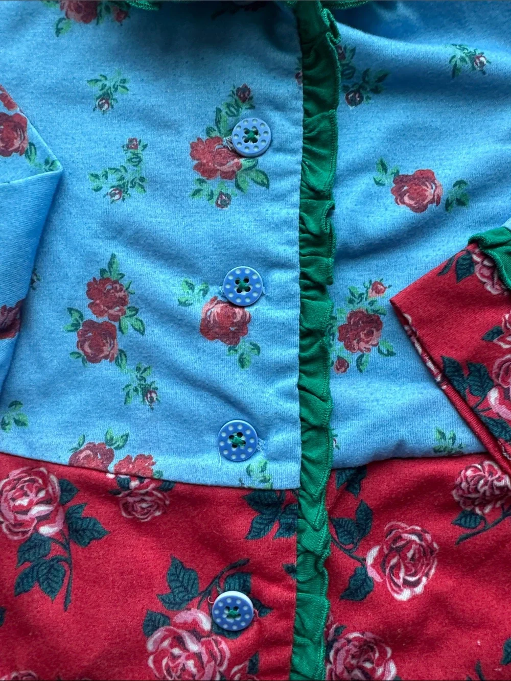 Matilda Jane Blue, Red & Green Floral Plaid Pajama Set